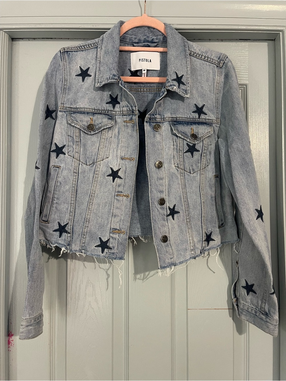 Pistola Light Wash Denim Jacket with Navy Stars